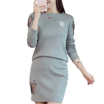 New Fall Winter Long Sleeve Knit Top Bodycon Skirt 2 Pcs Clothing Set Twinset Sweater Of Women Round Collar Knitwear Clothes
New Fall Winter Long Sleeve Knit Top Bodycon Skirt 2 Pcs Clothing Set Twinset Sweater Of Women Round Collar Knitwear Clothes