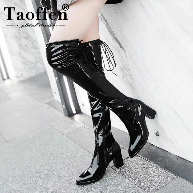 TAOFFEN Plus Size 33-48 Women Warm Thigh High Boots Lace Up High Heels Fur Boots Sexy Patent Leather Winter Shoes For Women
TAOFFEN Plus Size 33-48 Women Warm Thigh High Boots Lace Up High Heels Fur Boots Sexy Patent Leather Winter Shoes For Women