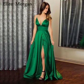 Emerald Green Satin Prom Dresses 2019 for Women V Neck Straps Split Floor Length Sexy Long Vestido De Festa for Event
Emerald Green Satin Prom Dresses 2019 for Women V Neck Straps Split Floor Length Sexy Long Vestido De Festa for Event
