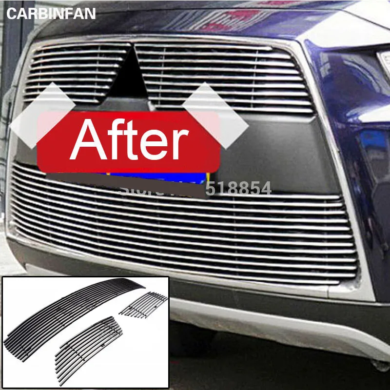 

High Quality Stainless Steel Front Grille Around Trim Racing Grills Trim 3Pcs/Set For 2010 2011 2012 Mitsubishi Outlander