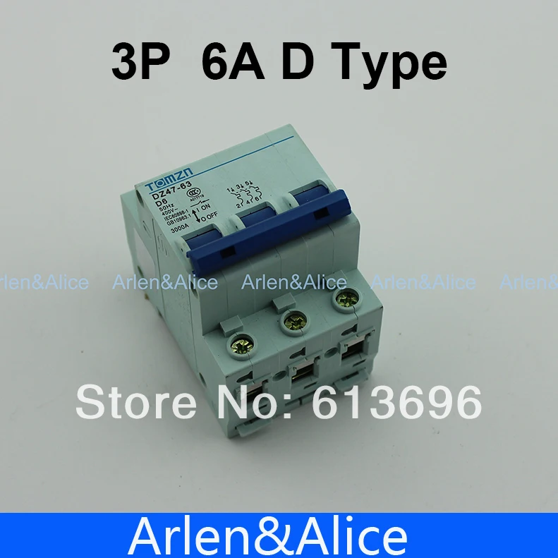 

3P 6A D type 240V/415V Circuit breaker MCB 4 POLES