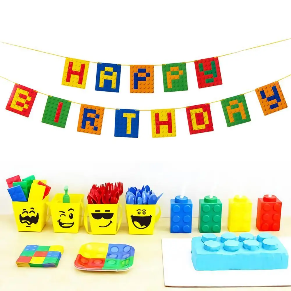 Building Brick Theme Happy Birthday Banner Bunting Garland Building Blocks Party Decorations Baby Boy Kids First Birthday Supply
Building Brick Theme Happy Birthday Banner Bunting Garland Building Blocks Party Decorations Baby Boy Kids First Birthday Supply