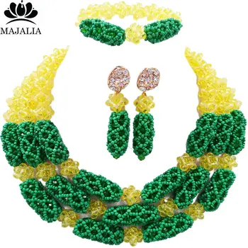 Majalia Luxury Nigeria Wedding African Beads Jewelry Set Yellow and Green Crystal Necklace Bridal Jewelry Sets 1TY030
Majalia Luxury Nigeria Wedding African Beads Jewelry Set Yellow and Green Crystal Necklace Bridal Jewelry Sets 1TY030