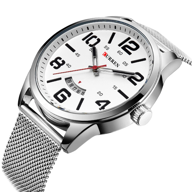 CURREN Silver Mesh Band Sport Military Clock White Display Complete Calendar Waterproof Men's Quartz Watches Top Brand Luxury
CURREN Silver Mesh Band Sport Military Clock White Display Complete Calendar Waterproof Men's Quartz Watches Top Brand Luxury