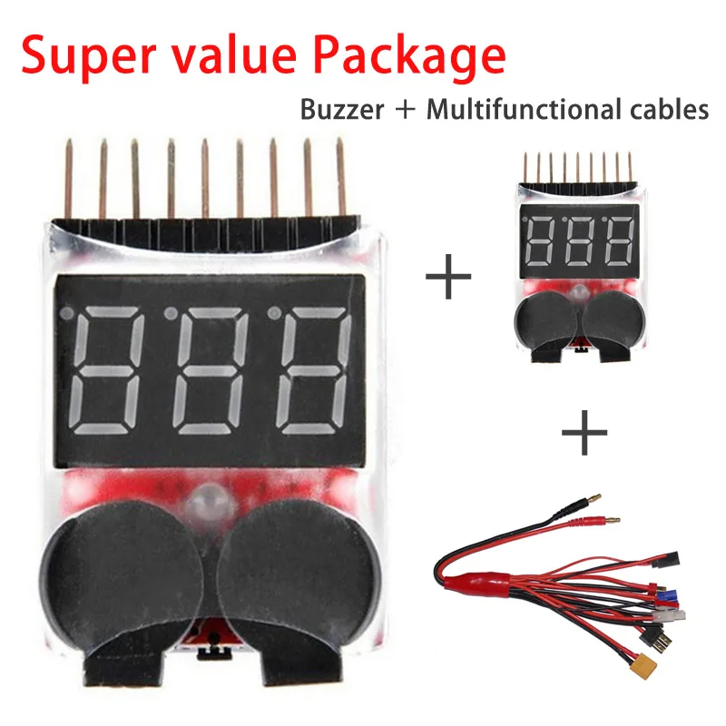 1-8S Low Voltage battery tester Buzzer Alarm + Futaba TRX EC3 JST XT60 Multifunctional Lipo charger RC charger adaptor
1-8S Low Voltage battery tester Buzzer Alarm + Futaba TRX EC3 JST XT60 Multifunctional Lipo charger RC charger adaptor