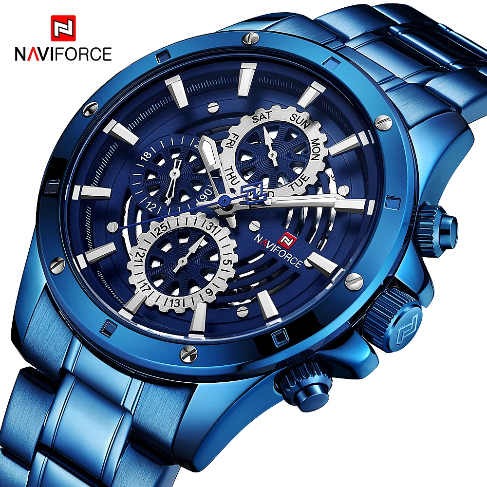 Top Luxury Brand NAVIFORCE Mens Watches Man Blue Stainless Steel Quartz Business Wristwatch 24 Hour Date Clock Relogio Masculino
Top Luxury Brand NAVIFORCE Mens Watches Man Blue Stainless Steel Quartz Business Wristwatch 24 Hour Date Clock Relogio Masculino
