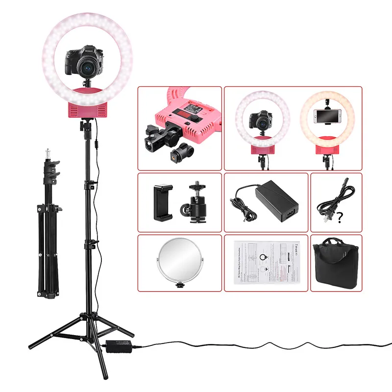 FOSOTO FT-12B Led Photographic Lighting 3200-5600K 3 Hot Shoes For Camera Phone Makeup Photography Ring Light Selfie Lamp Stand
FOSOTO FT-12B Led Photographic Lighting 3200-5600K 3 Hot Shoes For Camera Phone Makeup Photography Ring Light Selfie Lamp Stand