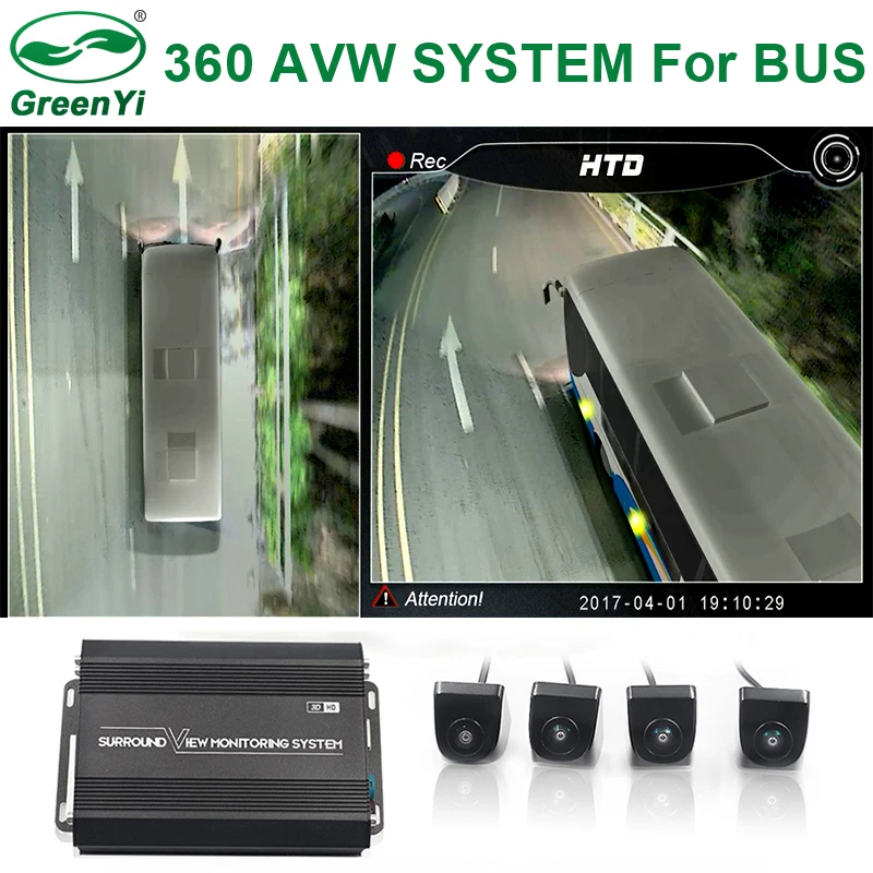 GreenYi 360 Seamless Surround View Digital Video Recorder For Truck, Bus, with 4 Ultra-wide Fish-eye Waterproof Car Rear Cameras
GreenYi 360 Seamless Surround View Digital Video Recorder For Truck, Bus, with 4 Ultra-wide Fish-eye Waterproof Car Rear Cameras