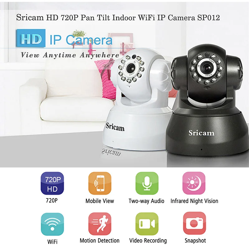 Sricam SP012 HD IP Camera Mini Wireless Surveillance Camera WiFi Smart Home Security Cam Baby Monitor CCTV Camera
Sricam SP012 HD IP Camera Mini Wireless Surveillance Camera WiFi Smart Home Security Cam Baby Monitor CCTV Camera