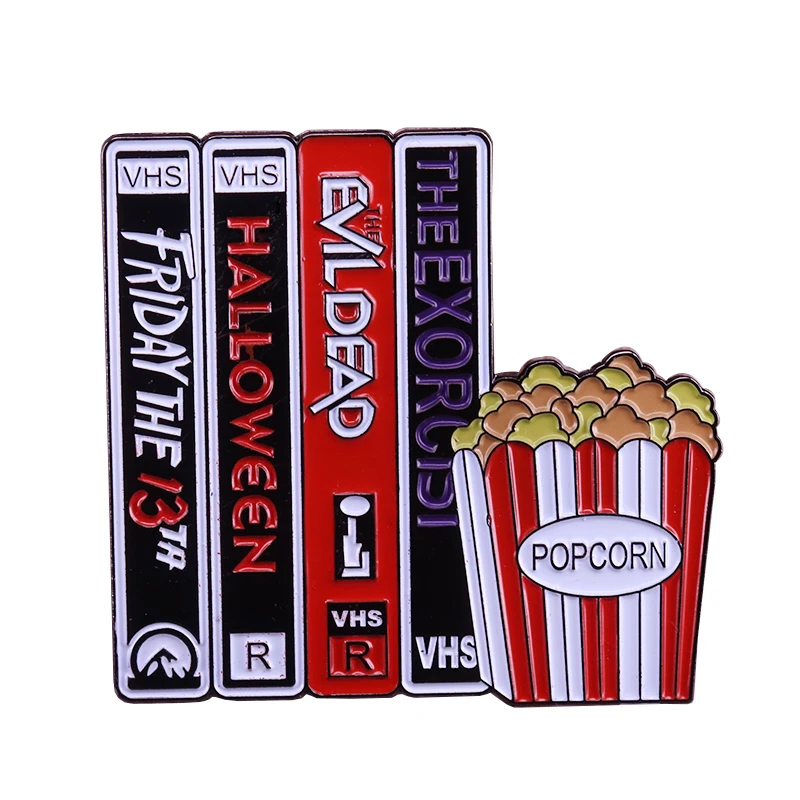 VHS and chill popcorn enamel pin horror movie fans badge Halloween gift perfect retro addition
VHS and chill popcorn enamel pin horror movie fans badge Halloween gift perfect retro addition