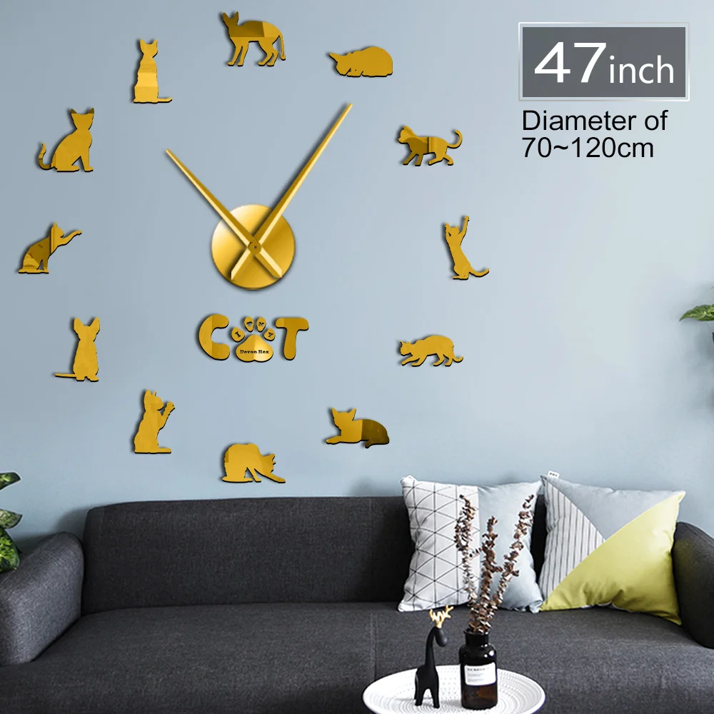 large Devon Rex Cat DIY Wall Clock Acrylic Mirror Cat clock 3D Quartz Watch Battery Operated Personalized Animal Wall decor
large Devon Rex Cat DIY Wall Clock Acrylic Mirror Cat clock 3D Quartz Watch Battery Operated Personalized Animal Wall decor