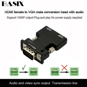 Basix HDMI To VGA Adapter with Audio Adapter Support 1080P Signal Output for Multimedia PC Laptop TV Box Projector Hdmi To Vga
Basix HDMI To VGA Adapter with Audio Adapter Support 1080P Signal Output for Multimedia PC Laptop TV Box Projector Hdmi To Vga