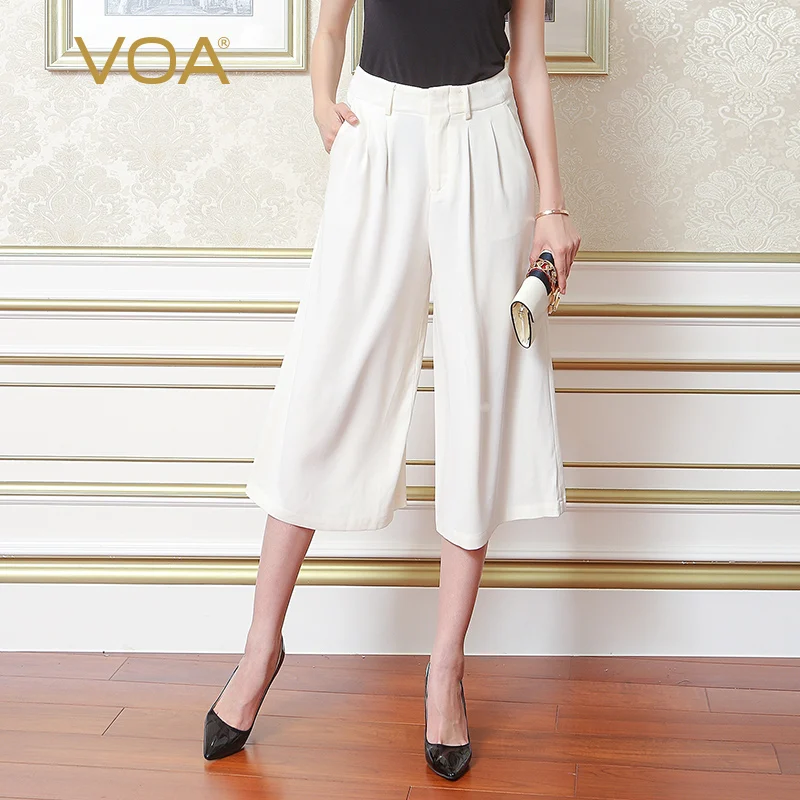 VOA White Silk Cropped Trousers broek Dames Wide Leg Pants Korean Plus Size spodnie Baggy Office Pants Women Loose vestiti K5892
VOA White Silk Cropped Trousers broek Dames Wide Leg Pants Korean Plus Size spodnie Baggy Office Pants Women Loose vestiti K5892
