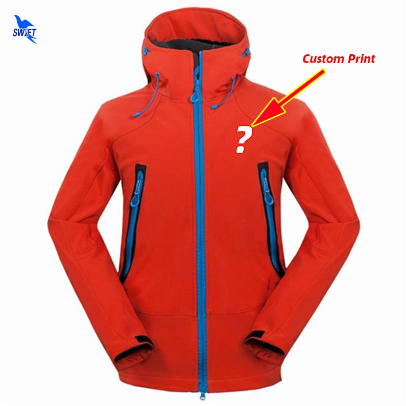 

Customize LOGO Waterproof Hoodie Softshell Jacket Men Winter Thermal Fleece Hiking Clothing Outdoor Ski Fishing Hunting Coat