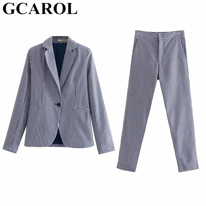 GCAROL 2019 Women 2 Pieces Sets Check Suit And Ankle-Length Pants OL Elegant High Quality Chic Check Women'sets
GCAROL 2019 Women 2 Pieces Sets Check Suit And Ankle-Length Pants OL Elegant High Quality Chic Check Women'sets
