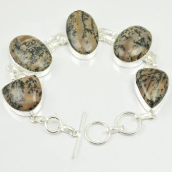 

Honey Dendrite Opal Bracelet Silver Overlay over Copper , 23.5 cm, B2270