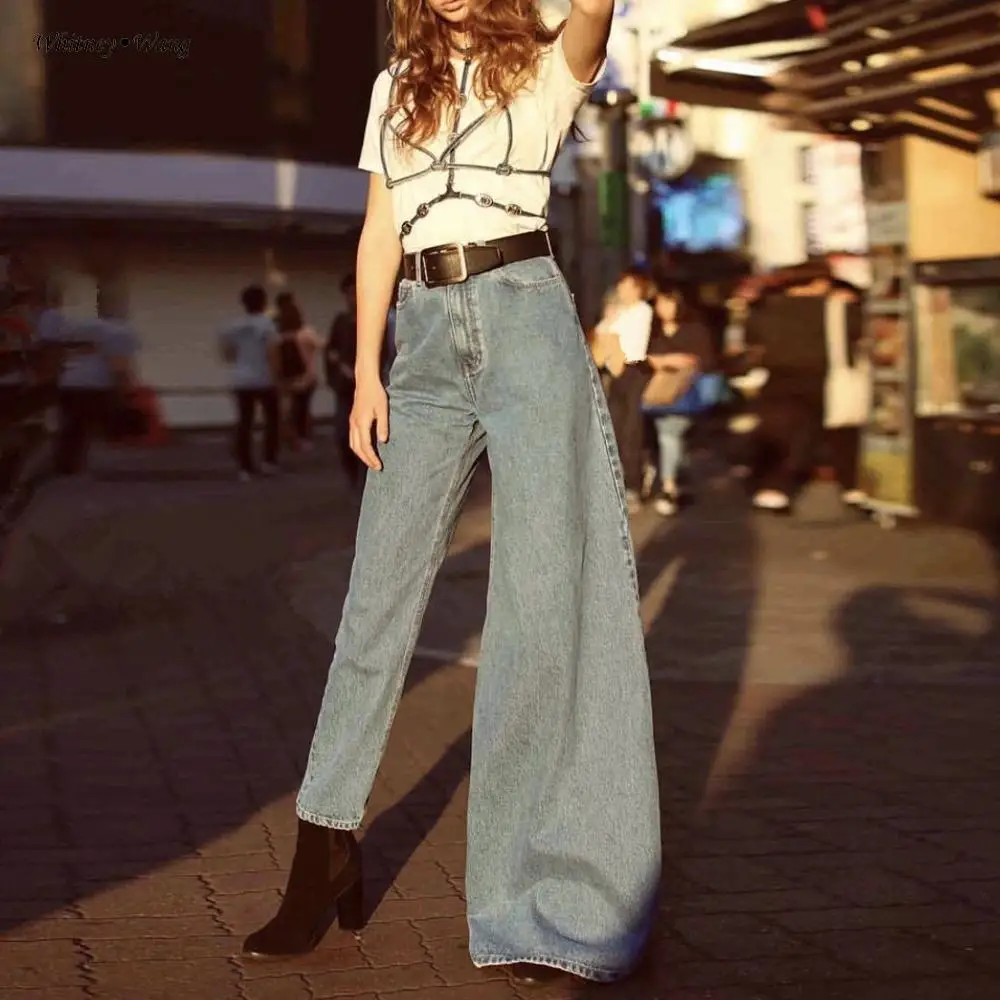 WHITNEY WANG 2019 Fashion Streetwear Designer Style Asymmetrical Wide Leg Jeans Women Denim Pants
WHITNEY WANG 2019 Fashion Streetwear Designer Style Asymmetrical Wide Leg Jeans Women Denim Pants