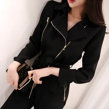 Fashion Notched Neck Zippers Women Jumpsuit Female Work Business Long Pant Jumpsuits Slim Waist Long Playsuit 
Fashion Notched Neck Zippers Women Jumpsuit Female Work Business Long Pant Jumpsuits Slim Waist Long Playsuit