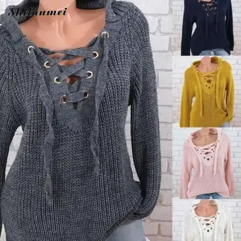 Fashion Design Women Autumn Lace Up Sweater Knitted Oversized Hooded Sweater Long Sleeve Winter Solid Female Pullover Ouertwear
Fashion Design Women Autumn Lace Up Sweater Knitted Oversized Hooded Sweater Long Sleeve Winter Solid Female Pullover Ouertwear
