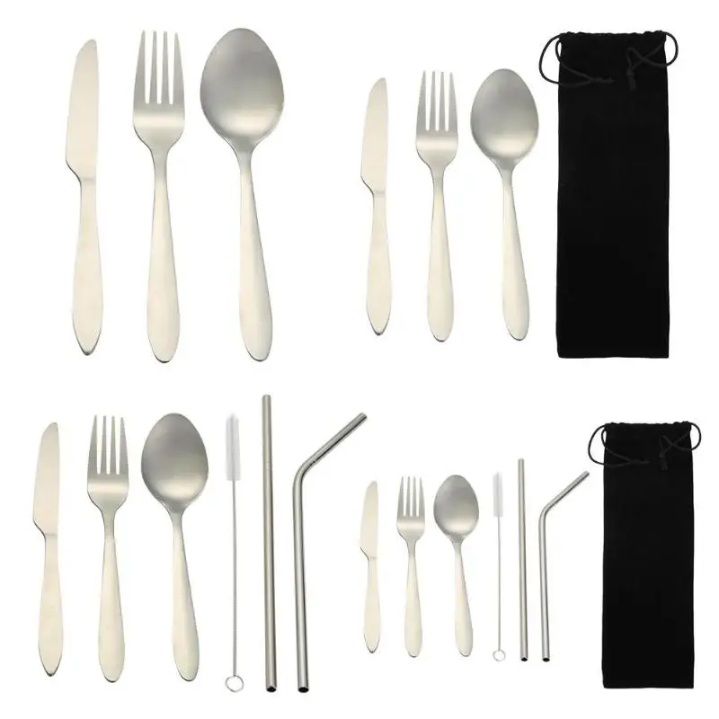 Reusable Stainless Steel Metal Straw Spoon Fork Table Knife Travel Tableware Set High Temperature Disinfection Resistance
Reusable Stainless Steel Metal Straw Spoon Fork Table Knife Travel Tableware Set High Temperature Disinfection Resistance