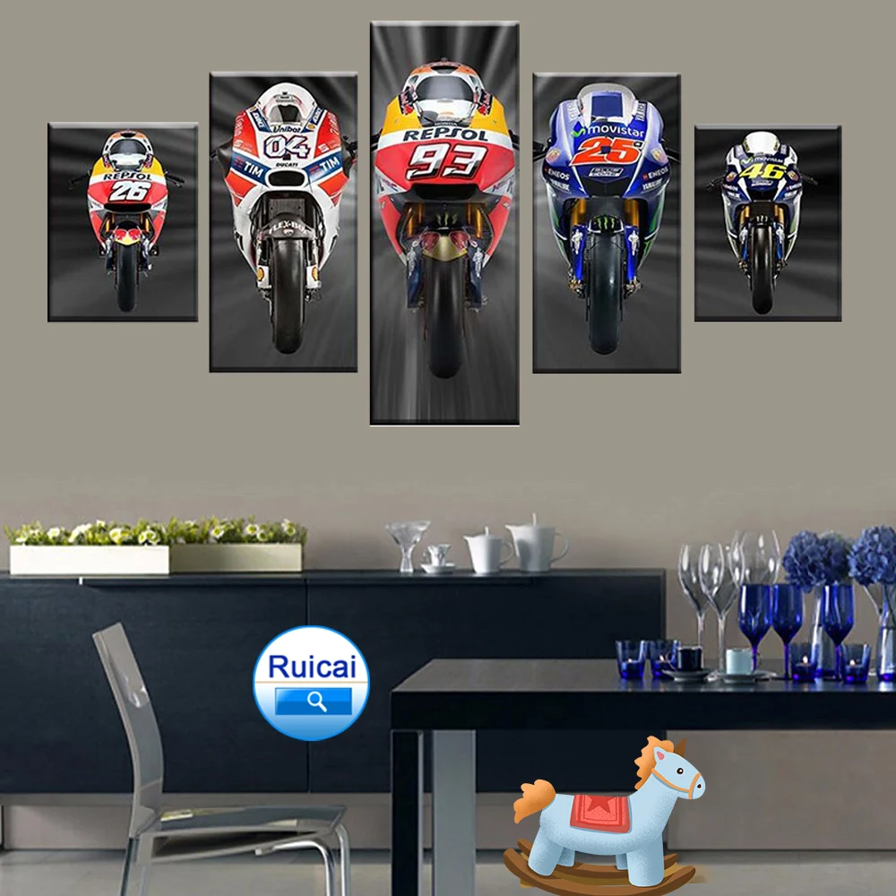 Wall artist residence decoration picture modern HD printing modular 5 piece motocross poster painting canvas
Wall artist residence decoration picture modern HD printing modular 5 piece motocross poster painting canvas