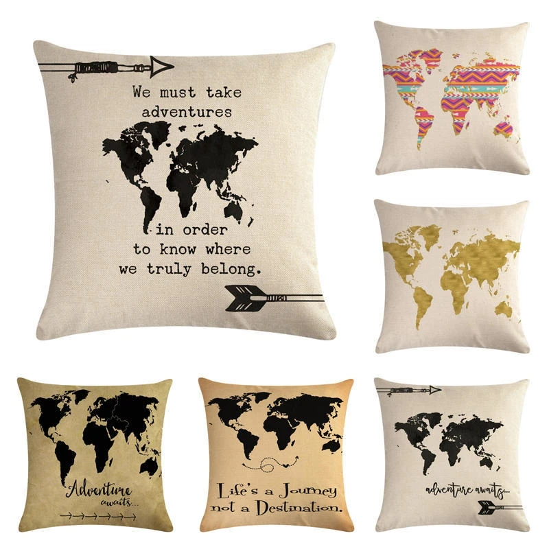 Home Decor Cushion Cover World Map Adventure Pillowcase Linen Sofa Car Chair Throw Pillow Covers Decorative Best Pillows Case
Home Decor Cushion Cover World Map Adventure Pillowcase Linen Sofa Car Chair Throw Pillow Covers Decorative Best Pillows Case