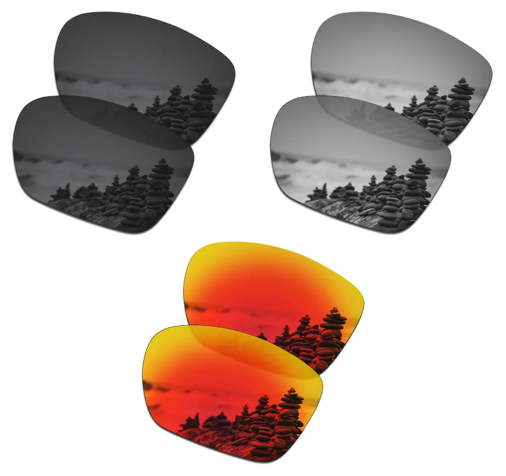 

SmartVLT 3 Pairs Polarized Sunglasses Replacement Lenses for Oakley Twoface XL Stealth Black and Silver Titanium and Fire Red