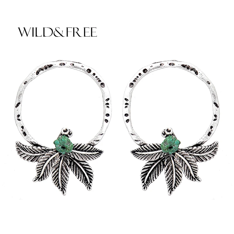 Wild&Free Vintage Leaves Round Stud Earring Antique Silver Women Unique Design Spring Green Stone Alloy Earrings Fashion Jewelry
Wild&Free Vintage Leaves Round Stud Earring Antique Silver Women Unique Design Spring Green Stone Alloy Earrings Fashion Jewelry