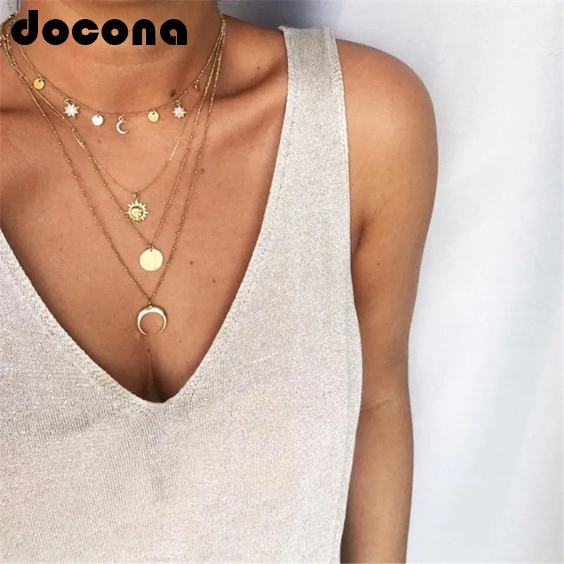 docona Bohemian Gold Color Crystal Star Moons Charms Pendant Necklace for Women Horns Long Layered Necklaces Collar 6903
docona Bohemian Gold Color Crystal Star Moons Charms Pendant Necklace for Women Horns Long Layered Necklaces Collar 6903