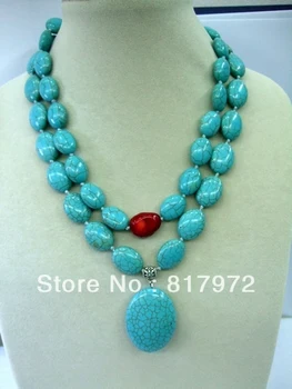 woman 2 rows necklace light blue stone oval howlite red coral bead mixed pendant necklace
woman 2 rows necklace light blue stone oval howlite red coral bead mixed pendant necklace