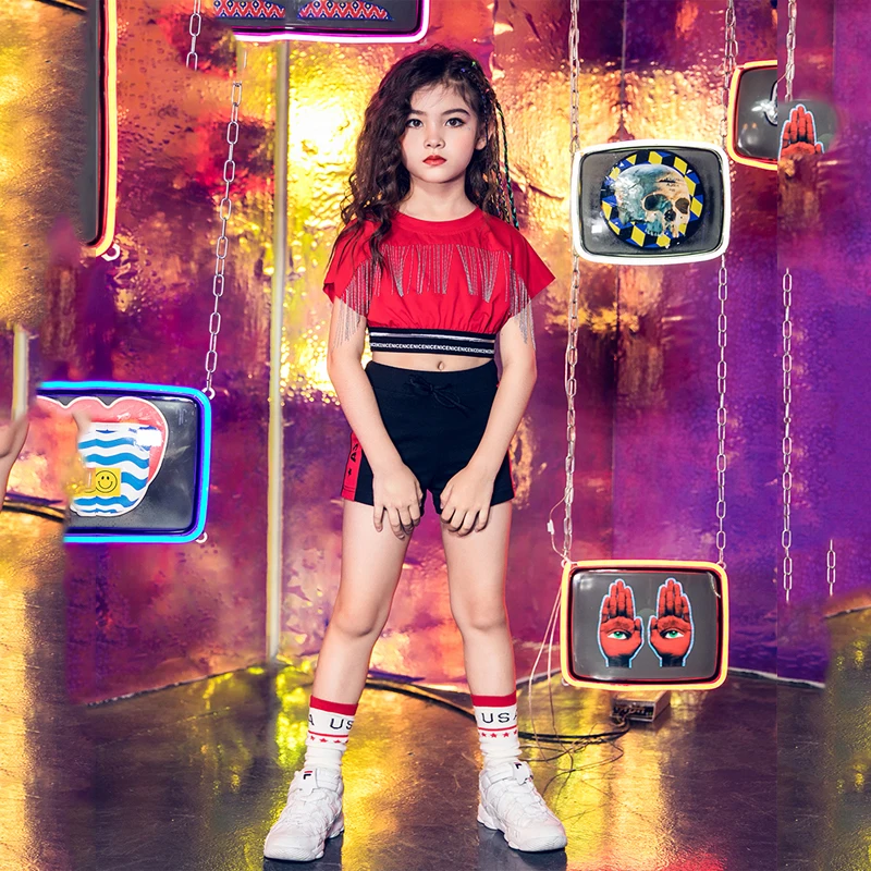 New Jazz Dance Costumes For Girls Child Hip Hop Costume Kids Hiphop Street Dance Clothing Short Sleeve Tops Shorts Suit DQS2039
New Jazz Dance Costumes For Girls Child Hip Hop Costume Kids Hiphop Street Dance Clothing Short Sleeve Tops Shorts Suit DQS2039