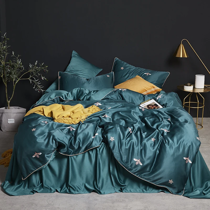 4pcs Washed Silk Brief Style Bed Duvet Cover Bed Sheet Pillowcase Solid Dark Green Busy Bee Red White Wave Point Leaf
4pcs Washed Silk Brief Style Bed Duvet Cover Bed Sheet Pillowcase Solid Dark Green Busy Bee Red White Wave Point Leaf