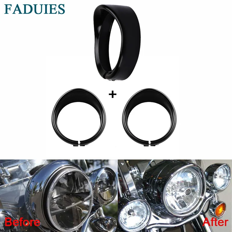 FADUIES Black 7 inch Motorcycle Led Headlights Trim Ring+ 4.5 inch LED Auxiliary Lights Trim Ring For Harley Street Glide FLHX
FADUIES Black 7 inch Motorcycle Led Headlights Trim Ring+ 4.5 inch LED Auxiliary Lights Trim Ring For Harley Street Glide FLHX