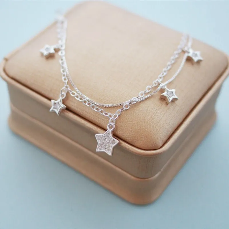 Fashion 925 Sterling Silver Luckly Star Charm Bracelet Double Chain Fine Jewelry for Women Custom Lady Hypoallergenic Accessory
Fashion 925 Sterling Silver Luckly Star Charm Bracelet Double Chain Fine Jewelry for Women Custom Lady Hypoallergenic Accessory