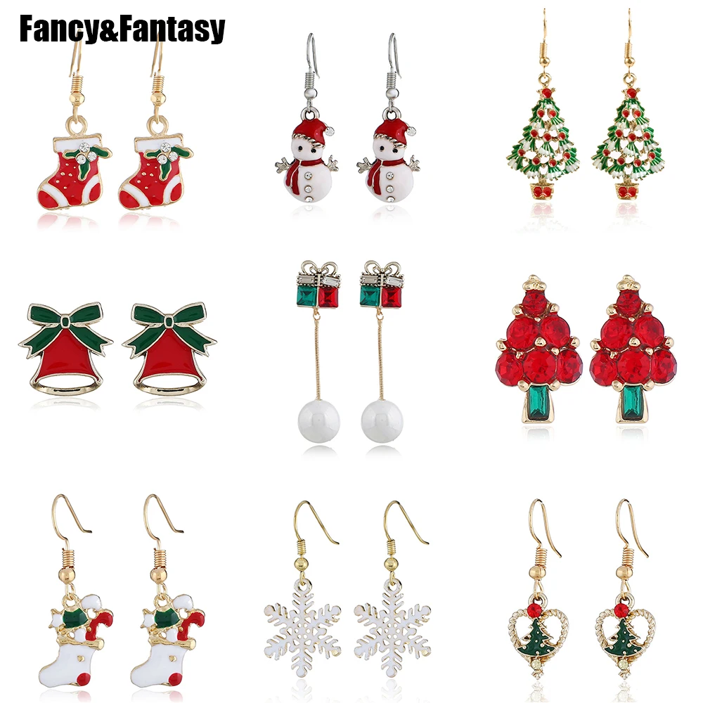 Gold Dangle Christmas Earrings Red Crystal Christmas Tree Snowman Snowflake Bell Sock Enamel Earrings Peral Trendy Earrings Gift
Gold Dangle Christmas Earrings Red Crystal Christmas Tree Snowman Snowflake Bell Sock Enamel Earrings Peral Trendy Earrings Gift