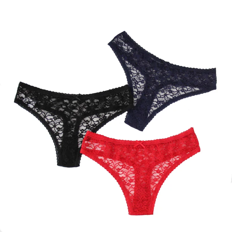 Plus Size S-XXL Women's Sexy Lace Underwear Low Rise Panties Ladies Briefs Thong Female G String Seamless Transparent Lingerie (1)