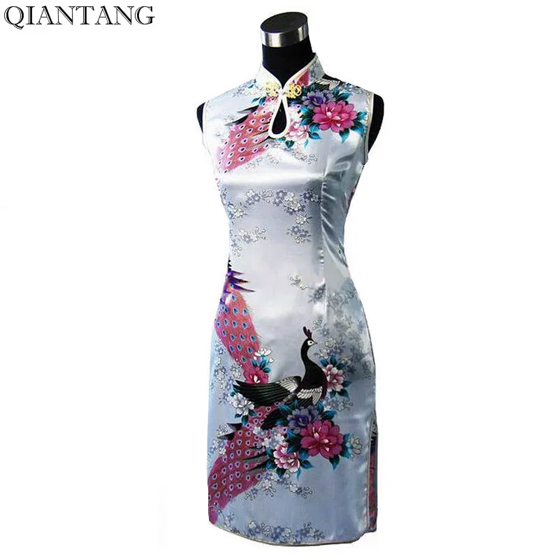Hot Sale White Chinese Women's Silk Rayou Cheongsam Stylish Summer Mini Qipao Dress Flower S M L XL XXL Mujeres Vestido J5143
Hot Sale White Chinese Women's Silk Rayou Cheongsam Stylish Summer Mini Qipao Dress Flower S M L XL XXL Mujeres Vestido J5143