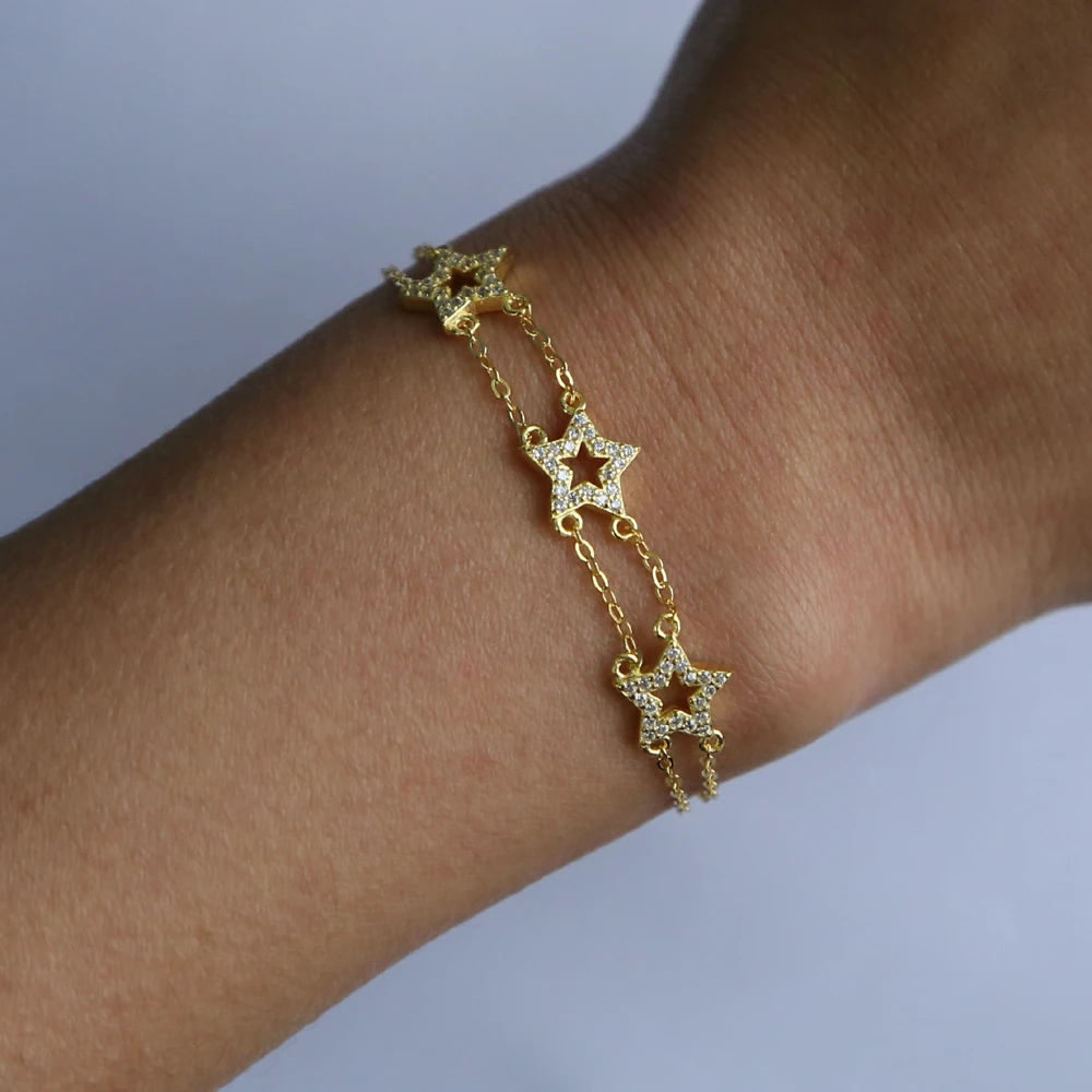 Classic Five-pointed micro pave clear stones charm 925 sterling silver Bracelets For Women New Arrival Charm Bracelets & Bangles
Classic Five-pointed micro pave clear stones charm 925 sterling silver Bracelets For Women New Arrival Charm Bracelets & Bangles