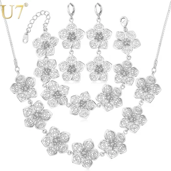 U7 Big Flower Jewelry Set For Women Wedding Accessories Trendy Wedding Jewelry Sets For Brides S689
U7 Big Flower Jewelry Set For Women Wedding Accessories Trendy Wedding Jewelry Sets For Brides S689