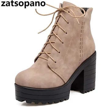 Zatsopano Plus Size 34-43 Fashion Lace Up Vintage Ankle Boots Thick High Heels Platform Shoes Woman Skid Proof Winter Boots
Zatsopano Plus Size 34-43 Fashion Lace Up Vintage Ankle Boots Thick High Heels Platform Shoes Woman Skid Proof Winter Boots