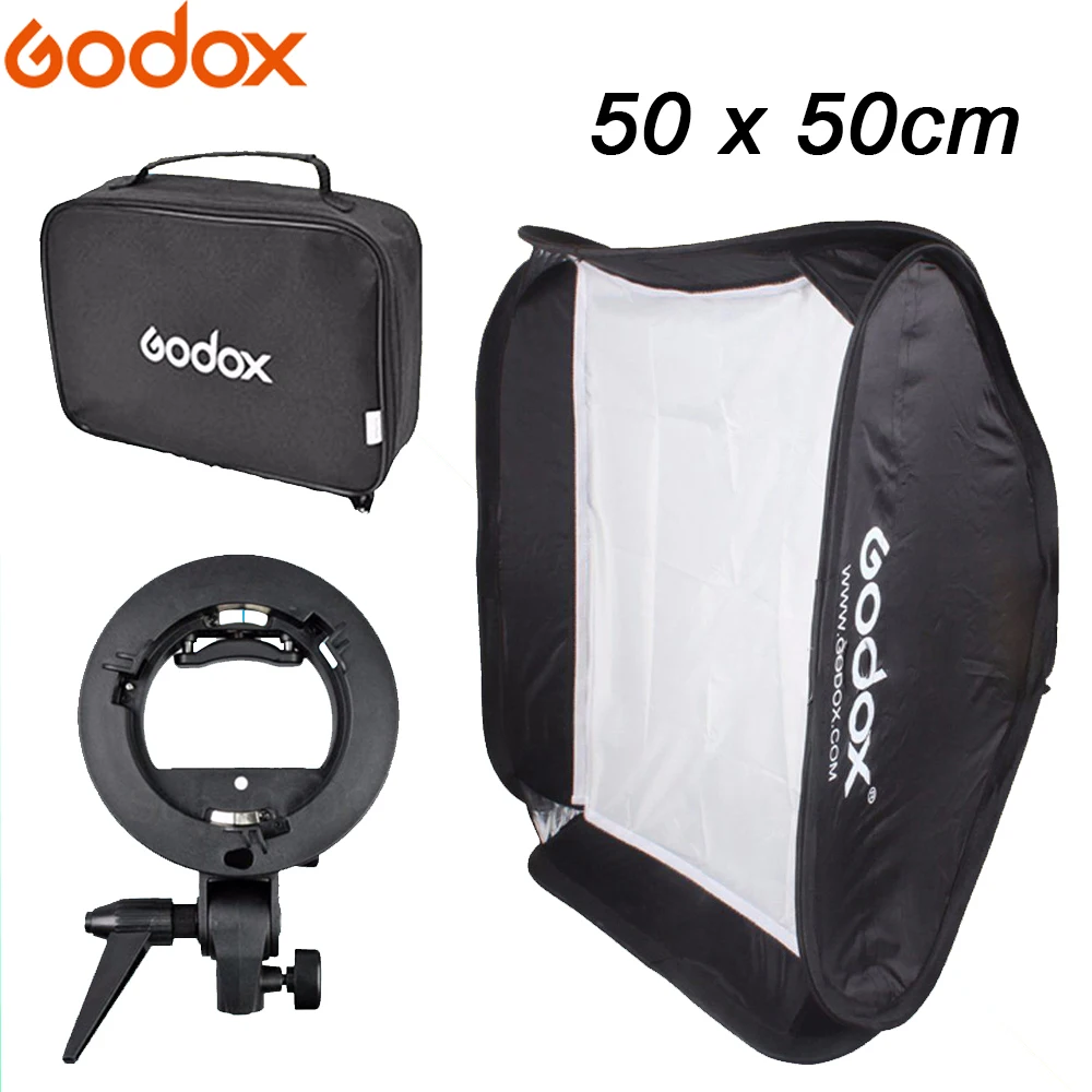 Godox 50 * 50cm / 50cm*50cm / 20" * 20" Softbox Diffuser + S-type Bracket Bowens Holder for Studio Photo Speedlite Flash Light
Godox 50 * 50cm / 50cm*50cm / 20" * 20" Softbox Diffuser + S-type Bracket Bowens Holder for Studio Photo Speedlite Flash Light