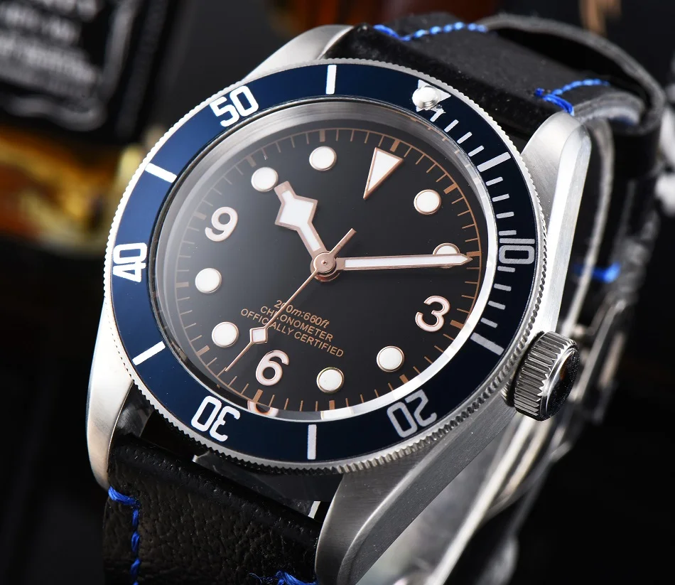 41mm Corgeut Automatic Sapphire Crystal Date Men's Watch Bezel Blue Black Dial A4-02
41mm Corgeut Automatic Sapphire Crystal Date Men's Watch Bezel Blue Black Dial A4-02