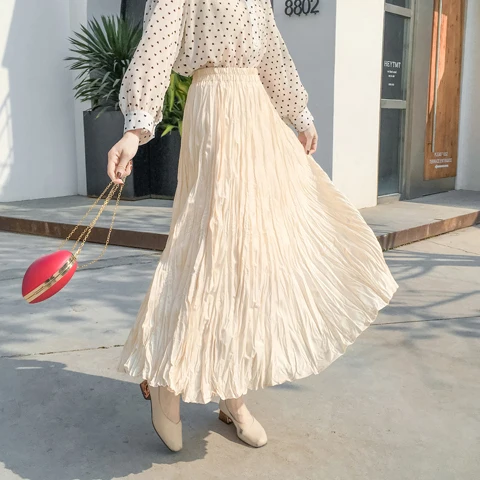 Random Feeling Women Skirt Solid Folded Chiffon Skirts Womens Elastic Waist Jupe Femme Pleated Midi Skirt Brief
Random Feeling Women Skirt Solid Folded Chiffon Skirts Womens Elastic Waist Jupe Femme Pleated Midi Skirt Brief