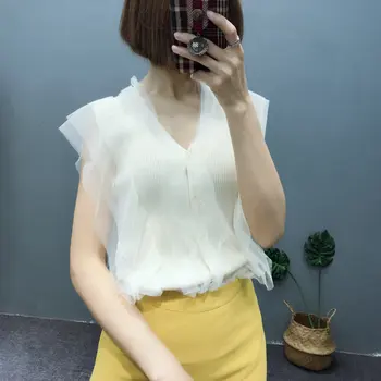 Unicorn Rushed Regular Lace Cotton Solid Casual Korean Version Summer New V-neck Sweet Comfortable Knit Sleeves T-shirt
Unicorn Rushed Regular Lace Cotton Solid Casual Korean Version Summer New V-neck Sweet Comfortable Knit Sleeves T-shirt