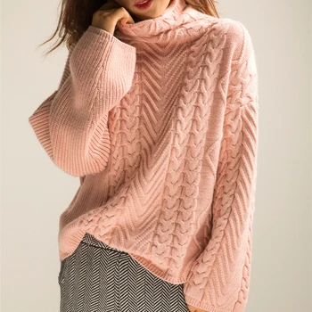2019 Autumn And Winter New Thick High Collar Sweater Women Loose Casual Pullovers Twist Large Size Knit Bottoming Sweater
2019 Autumn And Winter New Thick High Collar Sweater Women Loose Casual Pullovers Twist Large Size Knit Bottoming Sweater