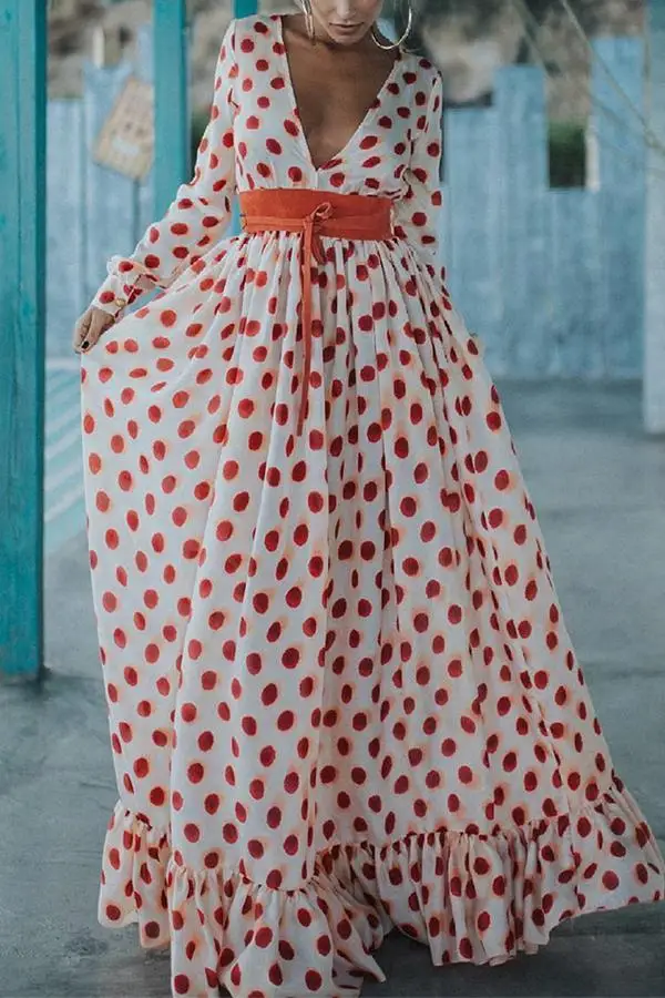 Autumn Sashes Polka Dot Bohemian Maxi Dresses for Women A-Line Long Sleeve Cotton Beach Dresses Elegant Streetwear Vestidos
Autumn Sashes Polka Dot Bohemian Maxi Dresses for Women A-Line Long Sleeve Cotton Beach Dresses Elegant Streetwear Vestidos