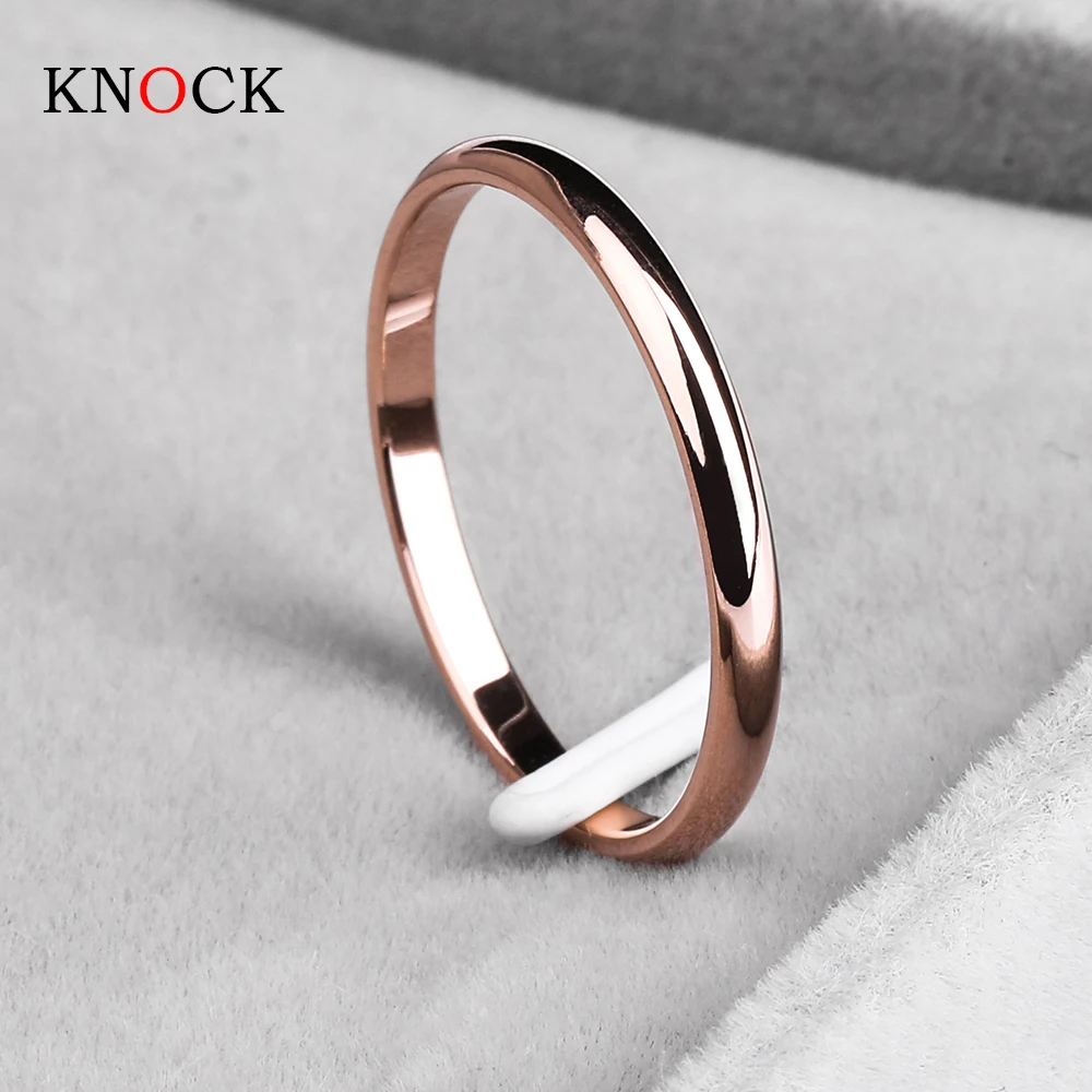 KNOCK Titanium сталь Розовое золото антиаллергенные гладкие Простые Свадебные Кольца