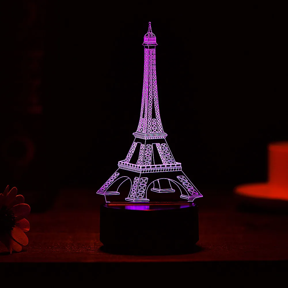 High Quality Eiffel Tower 3D Colorful Night Light Bedroom Table Desk Lamp 7 Colors 3D Optical Illusion Lights Drop Shipping
High Quality Eiffel Tower 3D Colorful Night Light Bedroom Table Desk Lamp 7 Colors 3D Optical Illusion Lights Drop Shipping