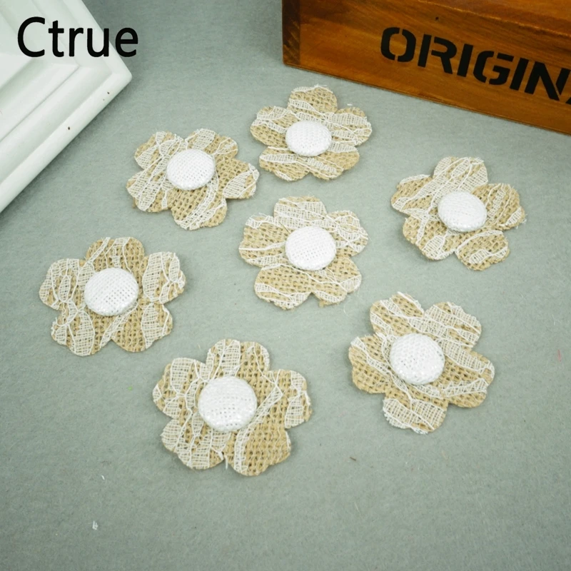 10pcs/lot 5.5cm handmade Natural Jute Burlap Hessian flower with lace DIY craft supplies vintage favor rustic wedding decoration
10pcs/lot 5.5cm handmade Natural Jute Burlap Hessian flower with lace DIY craft supplies vintage favor rustic wedding decoration