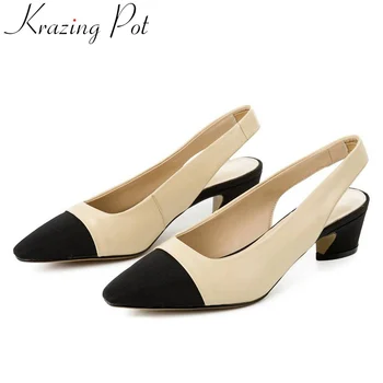 Krazing pot concise mixed colors genuine leather strange style med heels slip on superstars square toe slingback sandals L10
Krazing pot concise mixed colors genuine leather strange style med heels slip on superstars square toe slingback sandals L10
